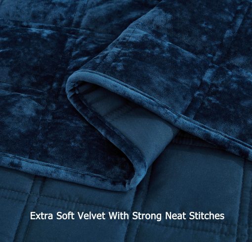 Chezmoi Collection Piers Juego de Edredon de Terciopelo Azul Marino King Extralarge, Set de 3 Piezas de Relleno de Cama Acolchado de Terciopelo Distressed, Ligero para Todas las Estaciones - Microfibra Cepillada Reversible con Doble Puntada Cuadrada - Imagen 7