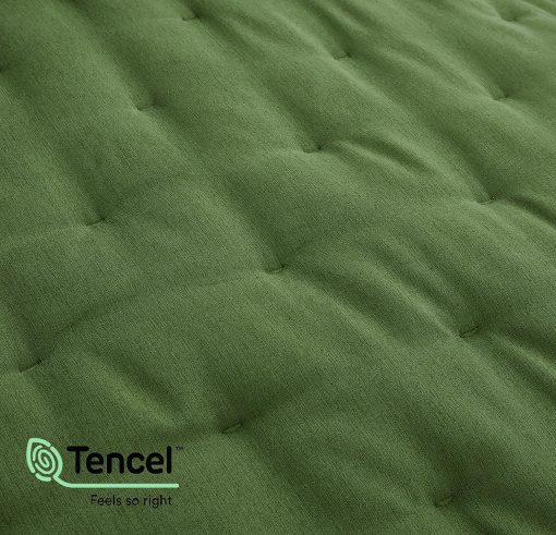 Juego de Edredon Chezmoi Collection de Tencel Modal Mezcla Tamano King, Verde Bosque - Edredon Ligero Suave con Diseno de Puntada en Forma de Luna para Todas las Estaciones - Imagen 3