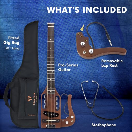 Guitarra Acustica Electrica Traveler Guitar Pro-Series Antique Brown | Guitarra Electrica Portatil de Escala Completa de 24.75" | Guitarra de Viaje con Jack de Salida | Guitarra sin Cabeza con Gig Bag Personalizado - Imagen 4