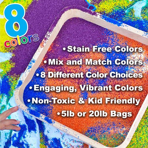Arena de juego colorida Classic Sand and Play, bolsa de 20 lb, roja, natural y no toxica, diversion humeda y seca en interiores y exteriores, para uso en arenero, terapia y mesa, construccion, estimula las necesidades sensoriales - Imagen 8