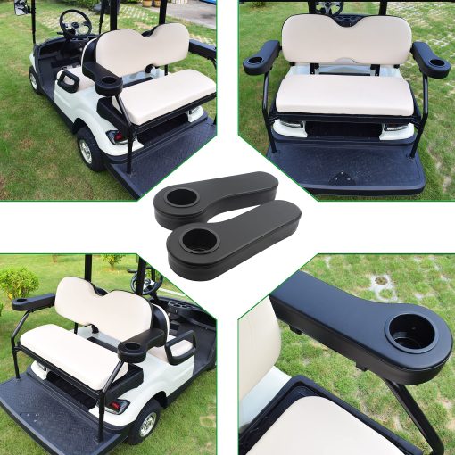 NOKINS Golf Cart Armrest with Cup Holder, No Drilling, Soporte para Reposabrazos para Carrito de Golf, Soporte para Reposabrazos Redondo de 1 1/4 Tamano, Se Adapta al Bastidor Lateral Circular del Asiento Trasero del Carrito de Golf EV Avanzado 1 1/4 Tamano Negro - Imagen 6