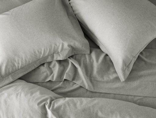 Coyuchi Cloud Brushed Organic Flannel Duvet Cover, Gris Palido Heather (Twin) - Imagen 2