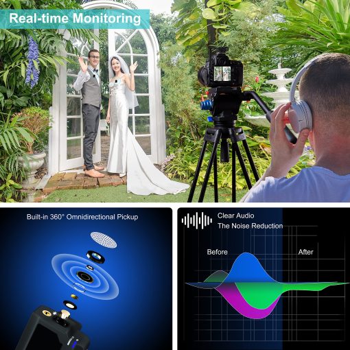 Microfono Lavalier Dual Inalambrico KIMAFUN para Camara, Paquete de 2 Microfonos de Solapa para Entrevistas Transmision en Vivo KM-G50-2 - Imagen 2