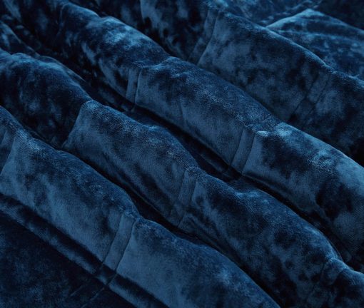 Chezmoi Collection Piers Juego de Edredon de Terciopelo Azul Marino King Extralarge, Set de 3 Piezas de Relleno de Cama Acolchado de Terciopelo Distressed, Ligero para Todas las Estaciones - Microfibra Cepillada Reversible con Doble Puntada Cuadrada - Imagen 8