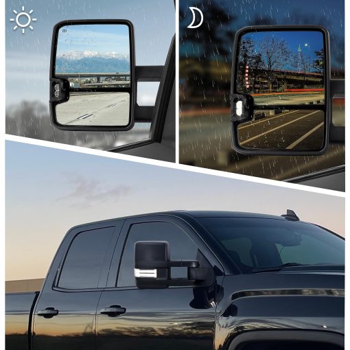 Espejos de Remolque Switchback Compatible con Chevy Silverado GMC Sierra 2003-2007 Espejos de Remolque con Vidrio Ajustable Electrico Calentado Luz de Carrera y Senal de Giro Lampara de Respaldo Cromo Reflectante - Imagen 6