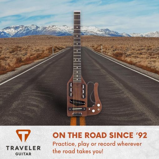 Guitarra Acustica Electrica Traveler Guitar Pro-Series Antique Brown | Guitarra Electrica Portatil de Escala Completa de 24.75" | Guitarra de Viaje con Jack de Salida | Guitarra sin Cabeza con Gig Bag Personalizado - Imagen 5