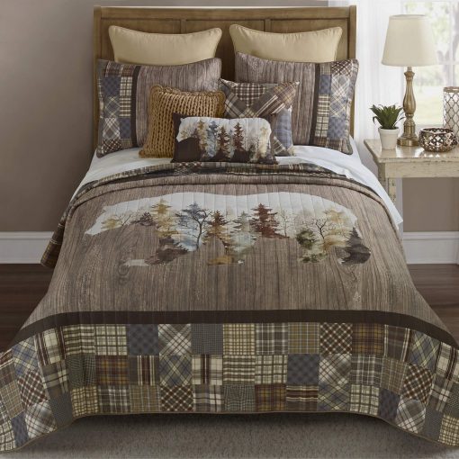 Juego de Ropa de Cama King de Donna Sharp - 3 Piezas - Juego de Colchas Chimera Bear Lodge con Colcha King y Fundas de Almohada King - Lavable a Maquina