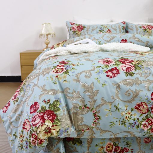 Juego de Ropa de Cama Softta Boho Chic Shabby Floral Classic Luxury Elegant Peony and Leaves Cal King Size 4Pc 1 Cubierta de Edredon+Sabana Plana+2 Fundas de Almohada 100% Algodon Egipcio - Imagen 9