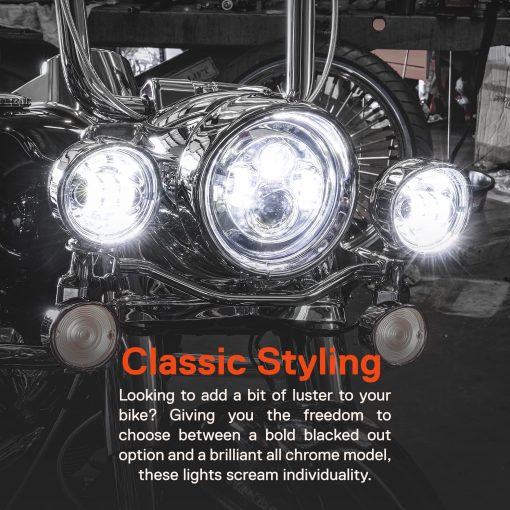 Faros LED de 7 pulgadas TRUE MODS con Luz de Paso de 4.5 pulgadas para Harley Davidson + Soporte de Montaje [Acabado Cromado] [4500 lm] [Plug n Play] Touring Dyna Electra Glide Road King Softail Fatboy Road Glide Street Glide - Imagen 2