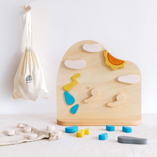 Tablero Magnetico del Clima AVDAR para Ninos, Juguetes del Clima para Ninos Pequenos 1-3, Juguetes de Bloques Magneticos de Madera, Rueda del Clima para Preescolar, Pizarra de Mensajes Diarios
