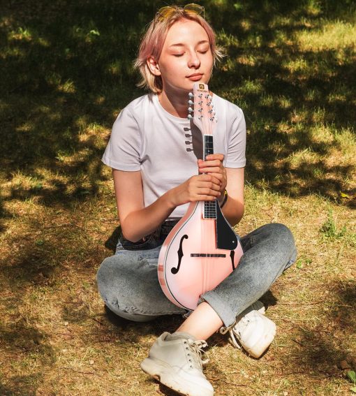 Mandolina Vangoa A Style Instrumento Musical Mandolina para Principiantes Ninos Adultos, Mandolina Acustica de 8 Cuerdas Kit Inicial de Caoba, Rosa - Imagen 7
