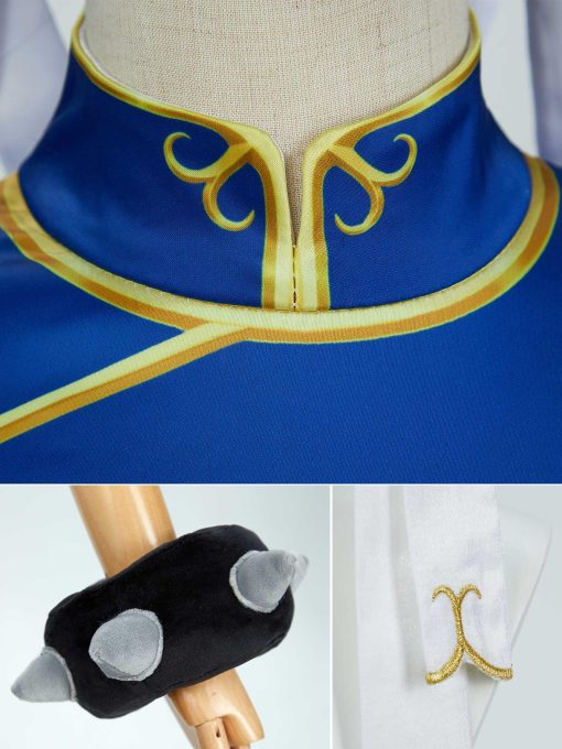 Disfraz Oficial de Chun Li de Microtaku con licencia oficial de Street Fighter para ninas, edad 3+, Calcetines, Pulseras, Lazos para el Cabello - Imagen 5