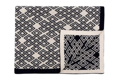 SAOL Aran Soft Bed Scarf de Lana Mezclada de Irlanda con Nudo Celta para Habitacion en Casa Hotel (Azul Marino, King 96"x32")