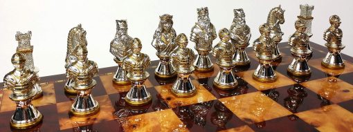 Juego de ajedrez de Caballeros de las Cruzadas de la Edad Media con bano de oro y plata - NO Tablero - Imagen 6