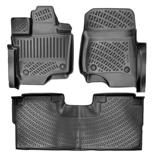 Tapetes para piso RizLiner 2021-2024 Ford F-150 SuperCrew con Almacenamiento Abatible (Asientos de Cubo) & F-150 Lightning & F-150 Raptor Tapetes de Piso 3D Personalizado Compatible con Tapetes de Auto de Goma para F-150 (Frontales & Traseros, Negro)