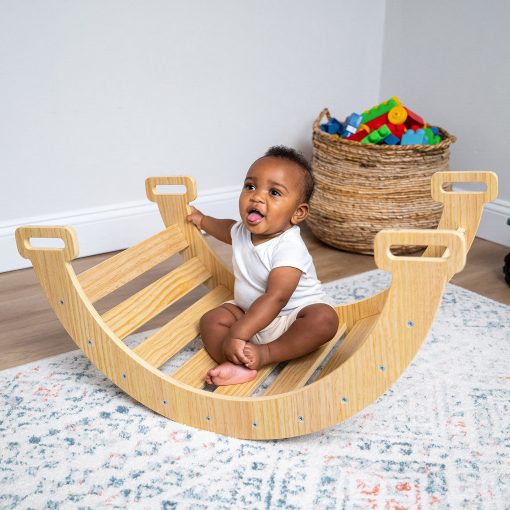 Set de Escalada Montessori Maple 5 en 1 de Avenlur - Gimnasio de Escalada para Bebes - Triangulo Escalador Plegable, Rampa de Escalada, Treparco, Tobogan, Balancin - Gimnasio Interior para Edades de 3 meses a 36 meses - Imagen 4