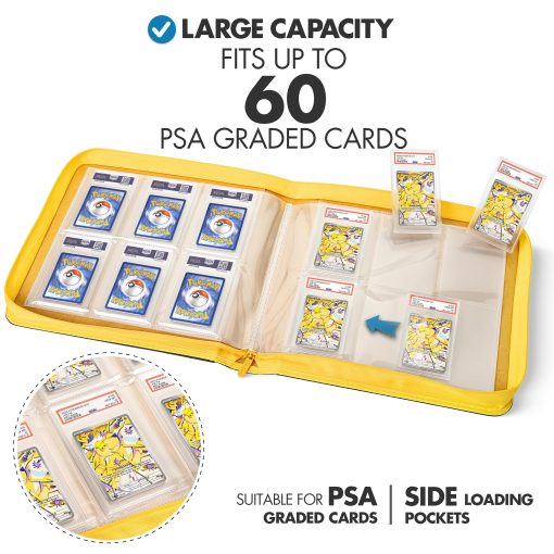 Carpeta de tarjetas clasificada FunGuys, 60 Porta Tarjetas de PSA, Almacenamiento de Tarjetas Clasificadas de 6 Bolsillos, Carpeta de Tarjetas Clasificadas, album de Exhibicion de Tarjetas PSA, Carpeta con Cierre, Carpeta de Coleccion de Tarjetas, Carpeta MTG - Imagen 2