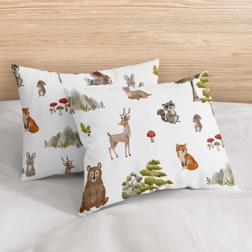 Juego de edredon Sweet Jojo Designs Woodland Forest Animals para nino o nina, neutro, tamano completo, 3 piezas, cama de adulto adolescente. Estampado de animales de bosque de osos marrones, buhos, arboles, ciervos, conejitos, amigos de color tostado - Imagen 5
