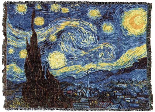 Manta Starry Night XL de Pure Country Weavers por Vincent Van Gogh - Tapiz regalo de bellas artes tejido de algodon - Hecho en EE. UU. (82x62)