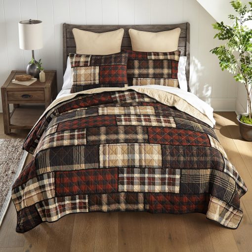 Set de Ropa de Cama para Cama Individual Donna Sharp - 2 Piezas - Juego de Colchas Twin LJ Plaid con Colcha Twin y una Funda de Almohada Estandar - Lavable a Maquina - Imagen 2
