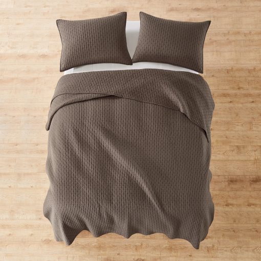 Set de Edredon Levtex Home - Cruz de Punto de Cocoa - 100% Algodon - Edredon King/Cal King (106x92 pulg.) + 2 Fundas King (36x20 pulg.) - Reversible - Tela de Algodon - Imagen 3