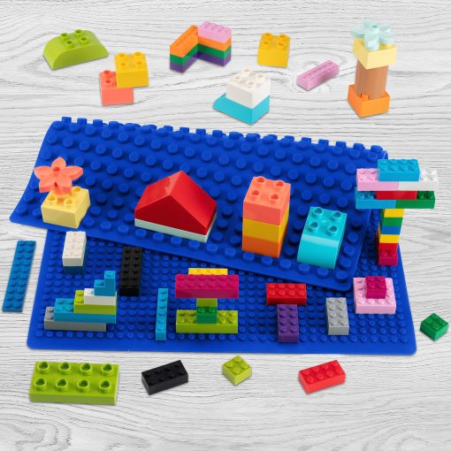 Tapete de Juego de Bloques de Construccion de Silicona SCS Direct - Set Azul/Verde de 16" Rollable y Portatil de Doble Cara para Mesas de Actividades - Compatible y Ajuste Perfecto con Todas las Principales Marcas de Bloques de Construccion, Regalo de Navidad - Imagen 8