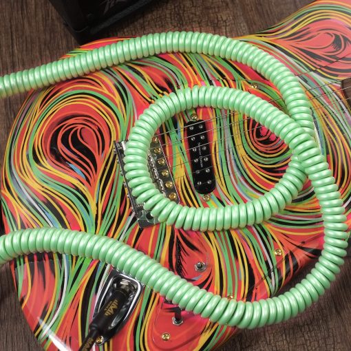 Cable de Bobina de Guitarra Premium M MAKA 40 Pies, Cable Rizado para Guitarra Bajo, 1/4 pulgadas de angulo Recto a Recto, Verde Surf - Imagen 5
