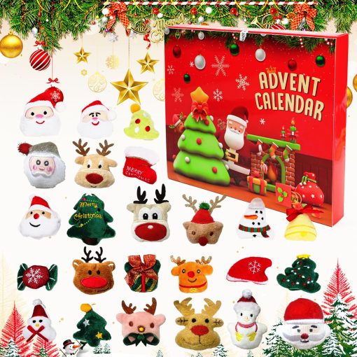 Calendario de Adviento de Navidad, Regalo de Navidad 2024, Adornos de Calendario de Cuenta Regresiva de Navidad - Set de 24 Piezas de Adornos de Navidad de Peluche angel Santa Claus Muneco de Nieve Reno Mini arbol de Navidad