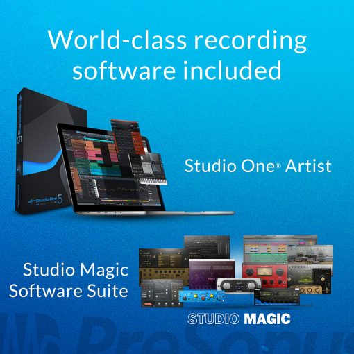 Paquete de Grabacion de Estudio PreSonus AudioBox 96 25 Aniversario con Software de Produccion Musical Studio One Artist DAW - Imagen 3