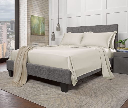 Juego de sabanas Stylinen 100% organicas de eucalipto tamano California King 4 piezas, Lyocell de Tencel, suaves y transpirables, bolsillos profundos de 16 pulgadas, 1 ajustable, 1 plana, 2 fundas de almohada (California King, marfil) - Imagen 3