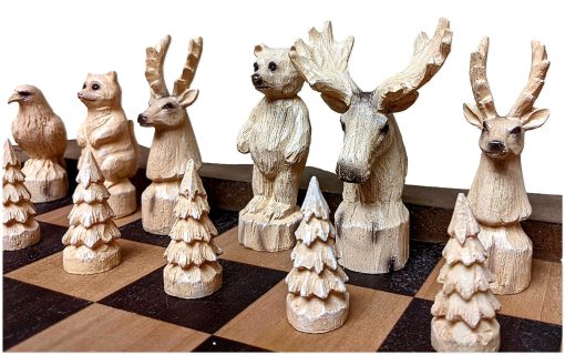 Juego de Ajedrez de Bosque - Tablero de Ajedrez de Madera - Bonito Juego de Ajedrez para Adultos - Juego de Ajedrez Exotico para Decoracion de Cabana de Montana - Imagen 4