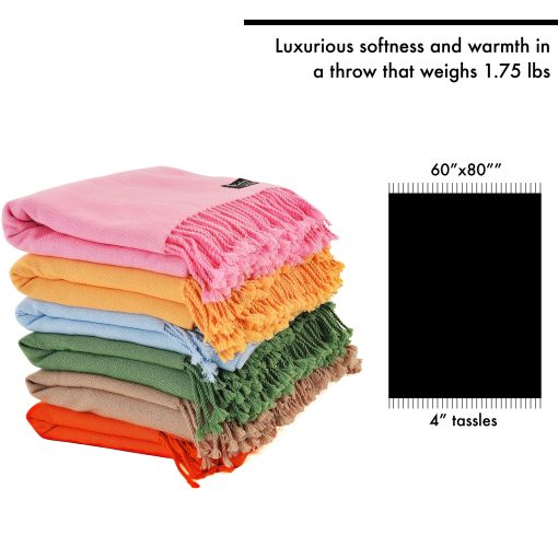 Manta de Lana de Cachemira Pura 100% Cashmere Boutique - Ligera, Transpirable, Acogedora y de Lujo Suave y Calida - 60 x 80 Pulgadas - Imagen 5