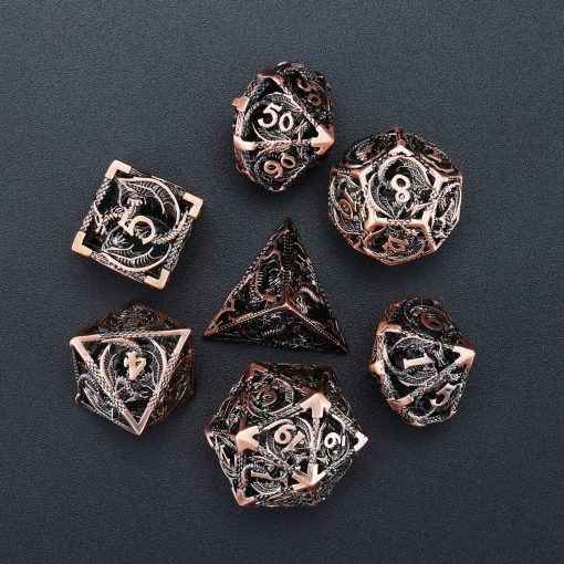 Conjunto de 7 dados huecos de metal para Dungeons and Dragons RPG MTG Juegos de Mesa D&D Pathfinder Shadowrun y Ensenanza de Matematicas, Gran Conjunto de Dados poliedricos D4,D6,D8,D10,D12,D20 multiples lados con Caja de Regalo - Imagen 6
