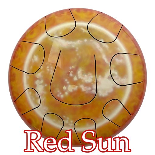 Red Sun Designer Steel Tongue Drum 10" - 7 afinaciones para elegir - Bolsa y Palillos Gratuitos (C Mayor (8 tono) SD10R3) - Imagen 7