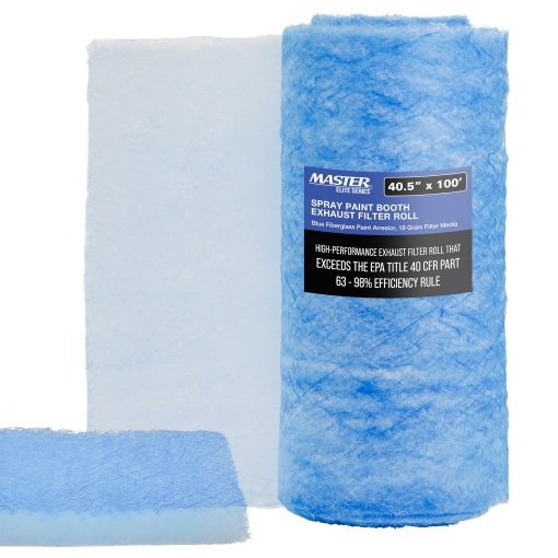 Rollo de filtro de escape para cabina de pintura Master Elite Premium, 40.5" x 100' - 18 gramos de fibra de vidrio de alta resistencia para atrapar particulas de pintura en cabinas de retoque para automoviles