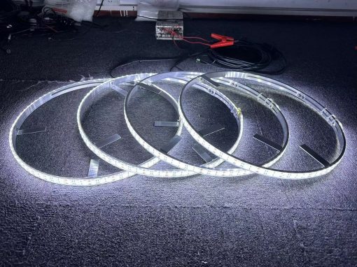 Luces de Aro de Rueda LED Iluminadas en Blanco Puro de Doble Fila Sando Tech 15.5'' Interruptor de Balancin / Control Remoto Luces Brillantes Blancas Solidas Intermitentes para Llantas de Coche de Camion (15.5 PULGADAS Doble Fila)