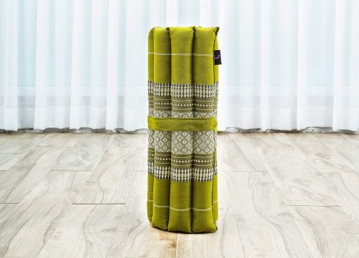 Set de cojin de meditacion Leewadee - 1 Almohada pequeña de yoga Zafu y 1 colchoneta enrollable Zabuton pequeña rellenas de Kapok, Verde - Imagen 8