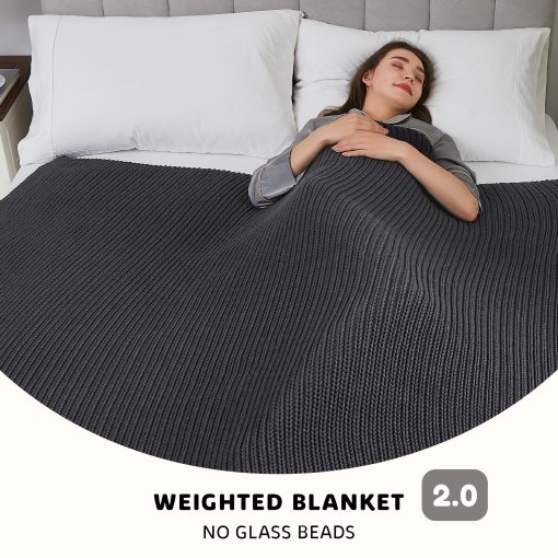 Manta Ponderada de Punto L'AGRATY - 50"x60" 10 lbs Manta Pesada Tejida a Mano para Adultos Tejido Grueso en Cable Decorativo sin Perlas de Peso Uniformemente Distribuido Lavable a Maquina - Imagen 2