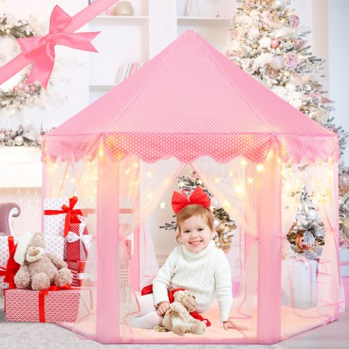 Tienda de Princesa EVOIONOS para Ninas, Tienda Infantil Interior, Tienda de Ninas con Luces de Estrella, Tienda de Juego Rosa para Ninos Pequenos, Tienda de Castillo de Princesa para Ninas, Tienda de Juguetes de 55 x 53 pulgadas - Imagen 2