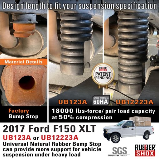 Par de topes de goma natural RubberShox para RAM ProMaster 1500/2500 / 3500 | Sistema de mejora de suspension | Capacidad de 9000 lbs a 50% de compresion (5.5” x 4”, UB123) - Imagen 8