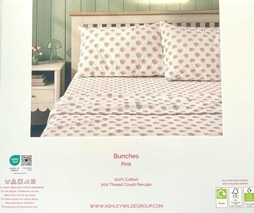 Juego de Sabana CATH KIDSTON de la coleccion de lujo para el hogar de Londres 4 Piezas 200 hilos, estampado de flores Bunches, King (Estandar de EE. UU.), Blanco - Imagen 2