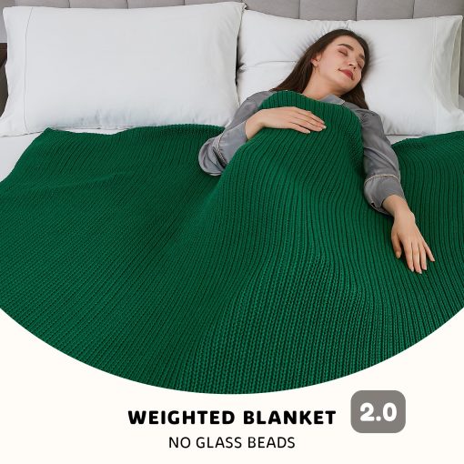 Manta Ponderada de Punto L'AGRATY - 50"x60" 7lbs Manta Gruesa de Ganchillo Trenzado para Adultos Manta Decorativa de Punto de Cable Grueso Refrescante sin Cuentas Distribucion Uniforme Lavable a Maquina - Imagen 2