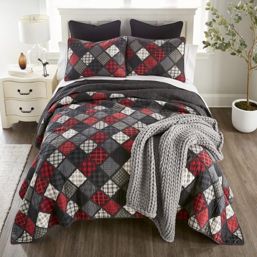 Juego de Ropa de Cama Acolchada de Algodon Lumberjack de Donna Sharp - Juego de Colcha de Tamano King de 3 Piezas - Incluye 1 Colcha y 2 Fundas de Almohada - Lavable a Maquina - Perfecto para Decoracion Rustica - Imagen 4