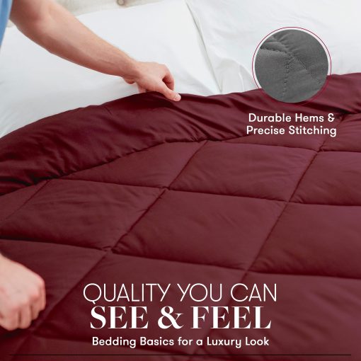 Edredon Reversible de Microfibra Alternativa de Pluma de Ganso de Coleccion Beckham Hotel - Todas las Estaciones - Edredon de Lujo de Calidad Premium - Individual/Individual XL - Cafe/Crema - Imagen 8