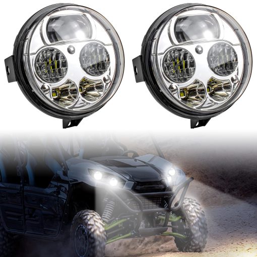 SAUTVS Conjunto de Faros LED para Teryx, Luces Delanteras de Haz Alto y Bajo para Kawasaki Teryx Teryx4 Brute Force 750 Accesorios (2PCS)