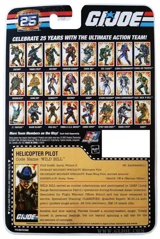 G.I. Joe 25th Anniversary: Wild Bill (Piloto de Helicoptero) Figura de Accion de 3-3/4 Pulgadas - Imagen 3