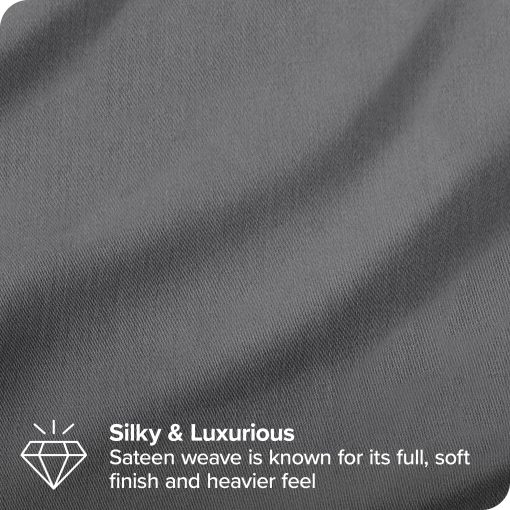 Juego de sabanas divididas Bare Home 100% algodon organico Split King - Tejido satinado suave - Transpirable y fresco - Juego de lujo de hotel - Sabanas de cama de bolsillo profundo (Split King, Gris) - Imagen 3