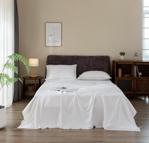 Juego de sabanas de lino EVERLY tamaño gemelo, 100% lino puro frances juego de sabanas de 3 piezas (1 sabana plana, 1 sabana ajustable, 1 funda de almohada) ideal para personas que duermen calientes, juego de ropa de cama natural a la piedra con bolsillos profundos - Blanco - Tamaño gemelo