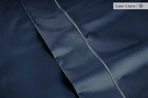 Juego de sabanas de algodon egipcio Egipciano 100% LANE LINEN - 1000 hilos 4-Piezas para Cama King California, Sabana de algodon de fibra larga, Tela de saten, Sabanas de hotel de lujo, Para colchones de hasta 16" - Azul Estate - Imagen 6