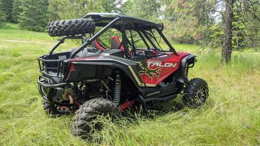 Porta llanta de repuesto de doble abrazadera Aprove para Honda Talon 1000X / 1000R (2019+) - Negro - Incluidos 4 tuercas de rueda - Se adapta a una llanta de hasta 32" - Imagen 4